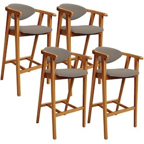 Kit 04 Banquetas Alta Para Cozinha Bancada Bar Sala De Jantar Fixa Cecília L02 Bouclê Bege