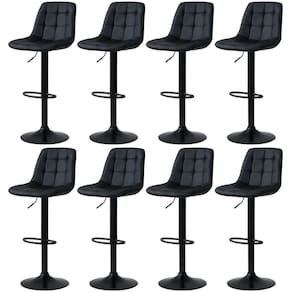 Kit 8 Banqueta Alta Elegance Com Base Giratória E - Preto