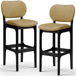 Kit 2 Banquetas Alta Bar Cozinha Sala Jantar Fixa Betta L02 Preto Couríssimo Casco Fendi - Lyam Decor