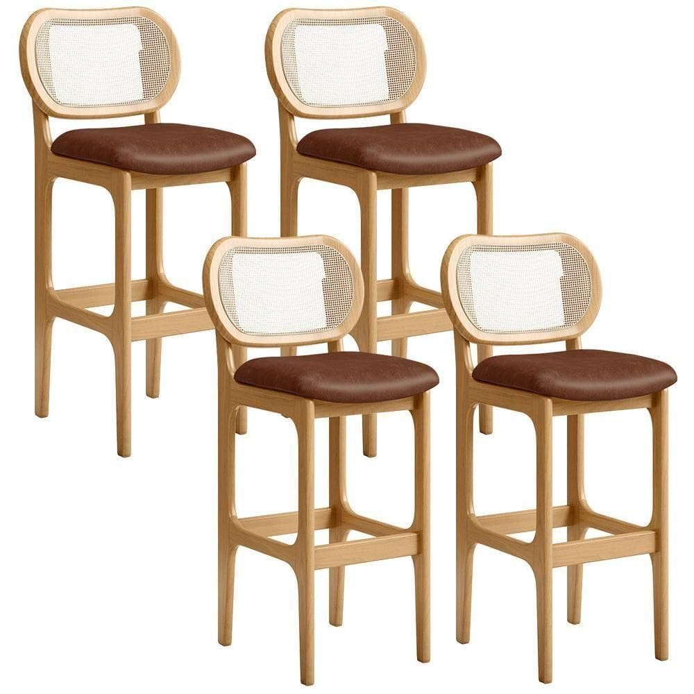 Kit 04 Banquetas Altas Para Cozinha Bancada Sala Tela Betta Fixa L02 Couríssimo Marrom - Lyam
