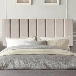 Painel Estofada Carla 100cm Solteiro Para Cama Box Quarto Suede Bege