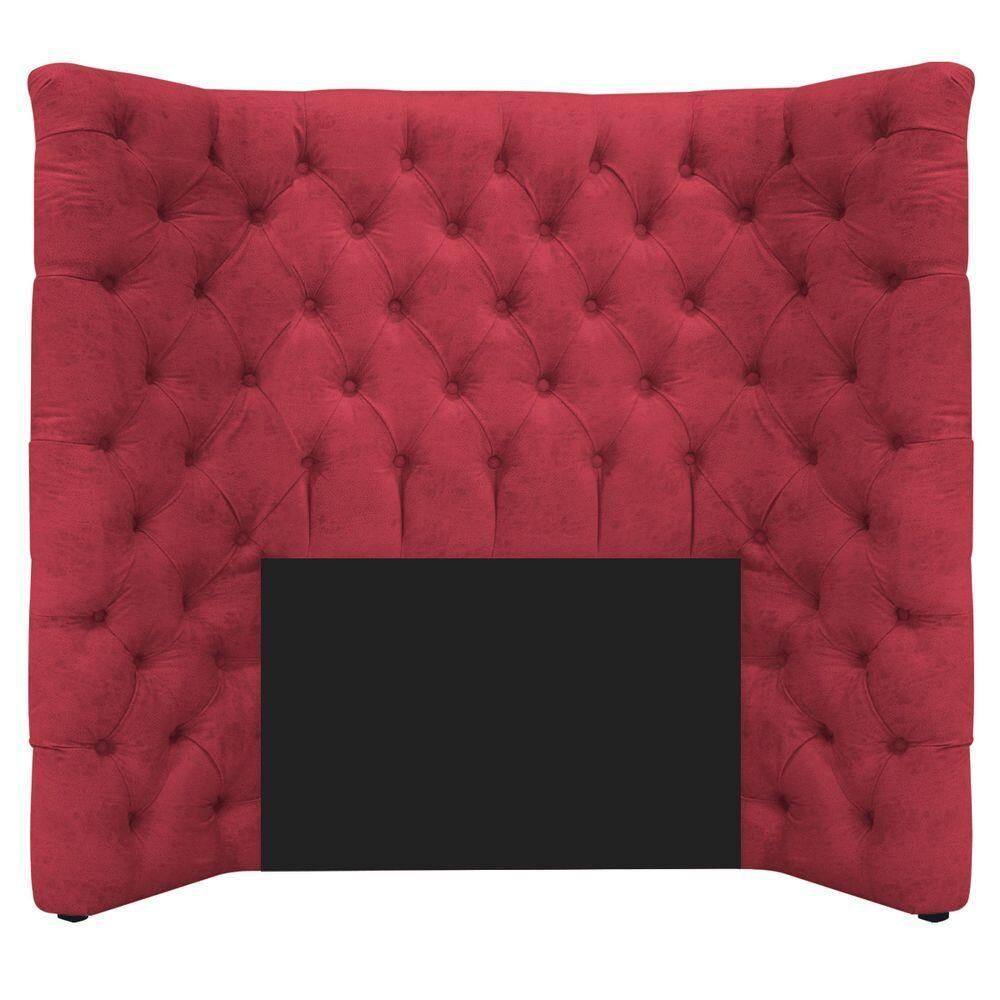 Cabeceira Solteiro Everest P02 90cm Para Cama Box Suede - Doce Sonho Móveis Vermelho