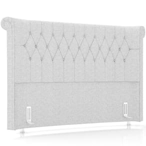 Cabeceira Cama Box King 195cm Estofada Meora P05 Linho Cinza Claro