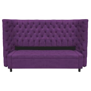 Kit Cabeceira E Calçadeira Baú King Everest P02 195cm Para Cama Box Suede - Doce Sonho Móveis Roxo