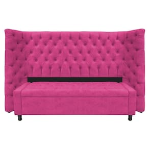 Kit Cabeceira E Calçadeira Baú Queen Everest P02 160cm Para Cama Box Suede - Doce Sonho Móveis Pink