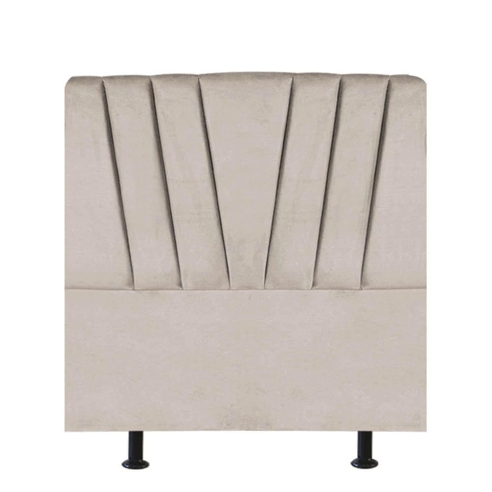 Cabeceira Estofada Bélgica 100cm Solteiro Para Cama Box Quarto Corino Bege