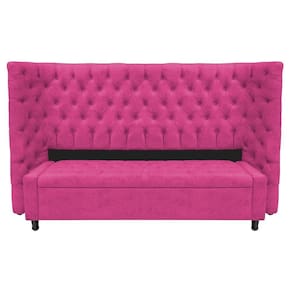 Kit Cabeceira E Calçadeira Baú King Everest P02 195cm Para Cama Box Suede - Doce Sonho Móveis Pink