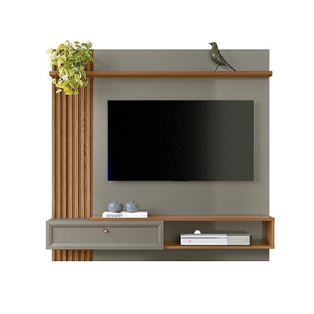 Painel Home Ripado Alvorada Amêndoa-titânio