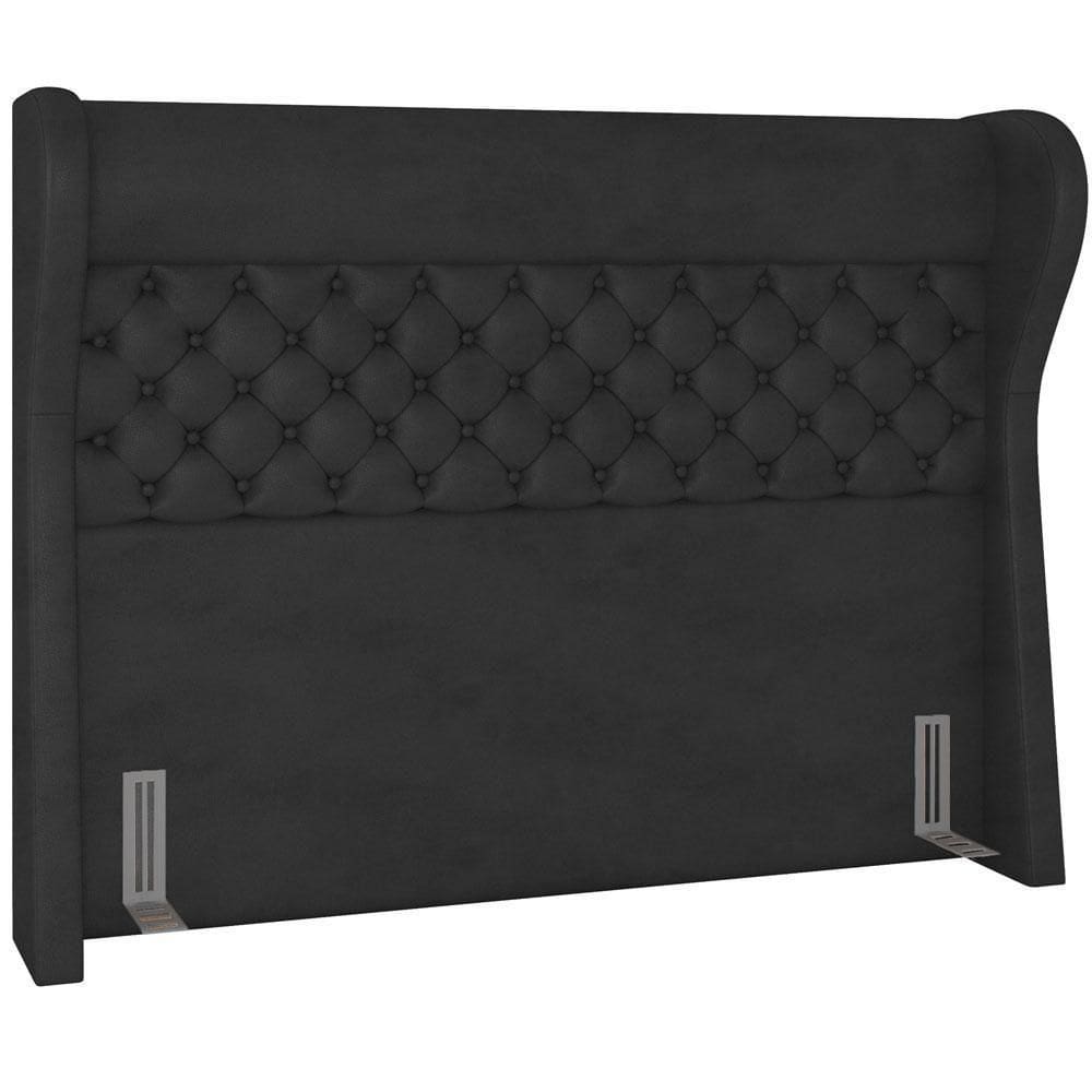 Cabeceira Cama Box King 195 Cm P05 Madrid Couríssimo Preto - Lyam Decor