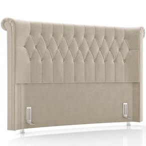 Cabeceira Cama Box Casal 140cm Estofada Meora P05 Veludo Bege