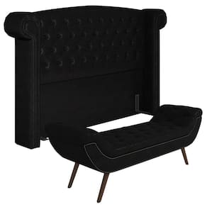 Cabeceira Cama Box Queen 160cm Provença E Recamier Veneto P02 Sintético Preto - Mpozenato