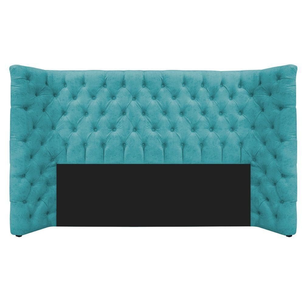 Cabeceira Queen Everest P02 160cm Para Cama Box Suede - Doce Sonho Móveis Azul Turquesa