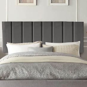 Painel Estofada Carla 90cm Solteiro Para Cama Box Quarto Suede Cinza Escuro Grafite