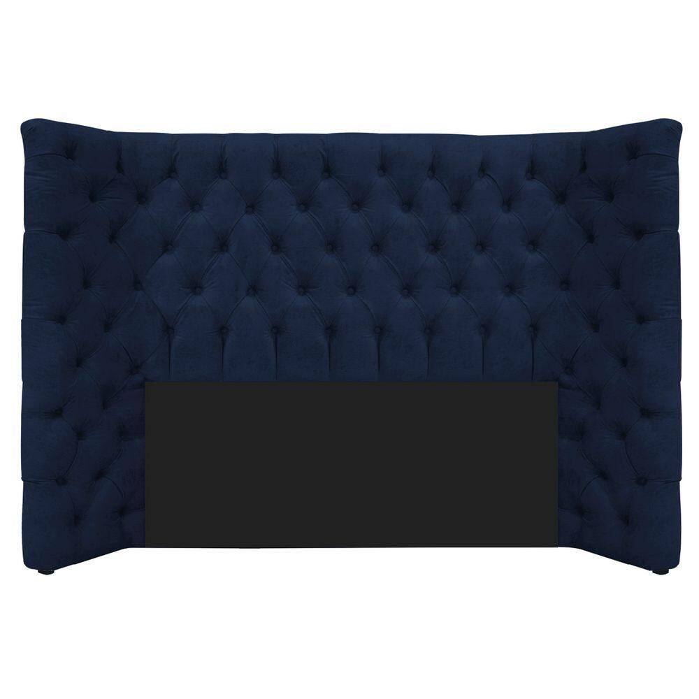 Cabeceira Casal Everest P02 140cm Para Cama Box Suede Azul Marinho