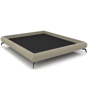 Cama Casal Pés De Ferro Estilo Industrial 156cm Otto P05 Linho Bege