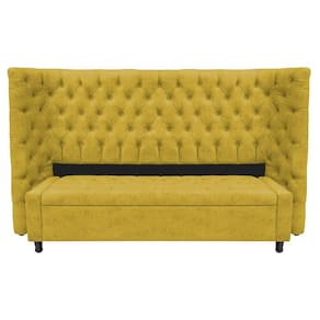 Kit Cabeceira e Calçadeira Baú King Everest P02 195cm Para Cama Box Suede Amarelo
