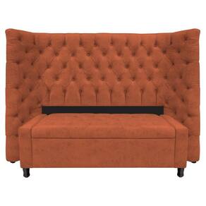 Kit Cabeceira e Calçadeira Baú Casal Everest P02 140cm Para Cama Box Suede Terracota