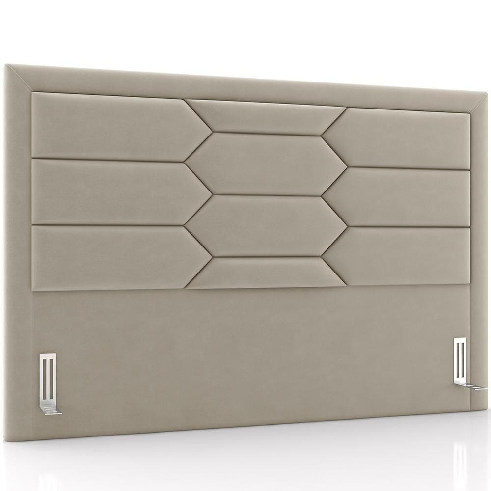 Cabeceira Cama Box Queen 160cm Estofada Nora P05 Veludo Bege