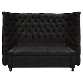 Kit Cabeceira e Calçadeira Baú Casal Everest P02 140cm Para Cama Box Suede Preto
