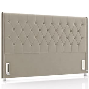 Cabeceira Cama Box Queen 160cm Estofada Frizza P05 Veludo Bege