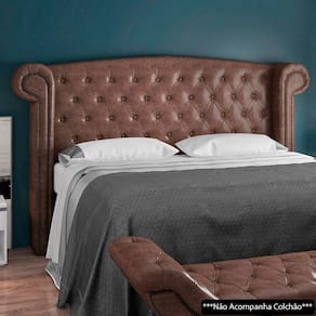 Cabeceira Cama Box King 195cm Provença E Recamier Veneto P02 Sintético Marrom - Mpozenato
