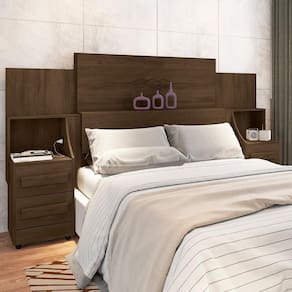 Cabeceira P/Cama De Mdf Rv Móveis Síria C/Mesa Lateral Noce