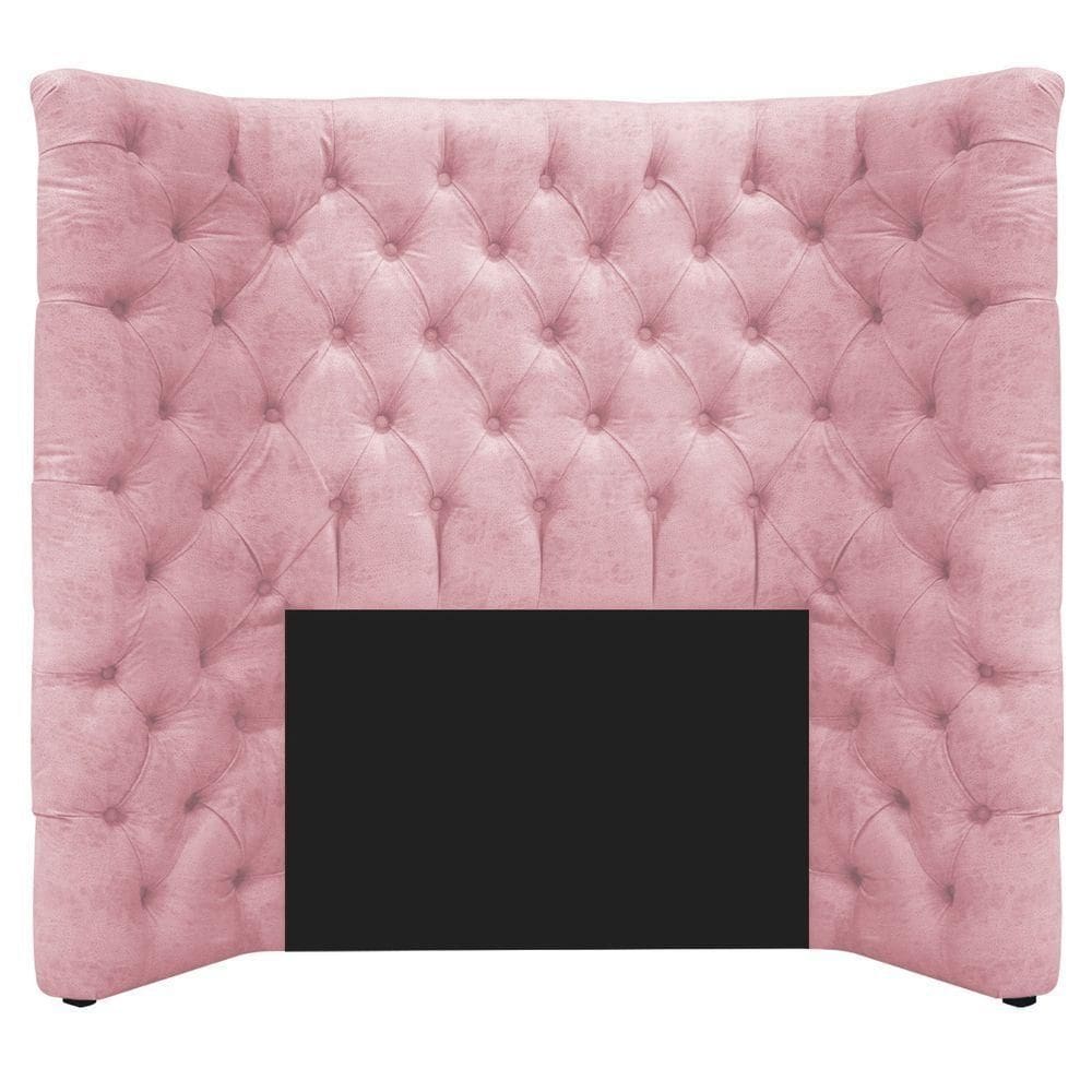 Cabeceira Solteiro Everest P02 90cm Para Cama Box Suede Rosa Bebê