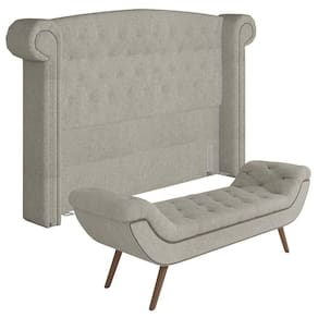 Cabeceira Cama Box Queen 160cm Provença E Recamier Veneto P02 Bouclé Cru - Mpozenato