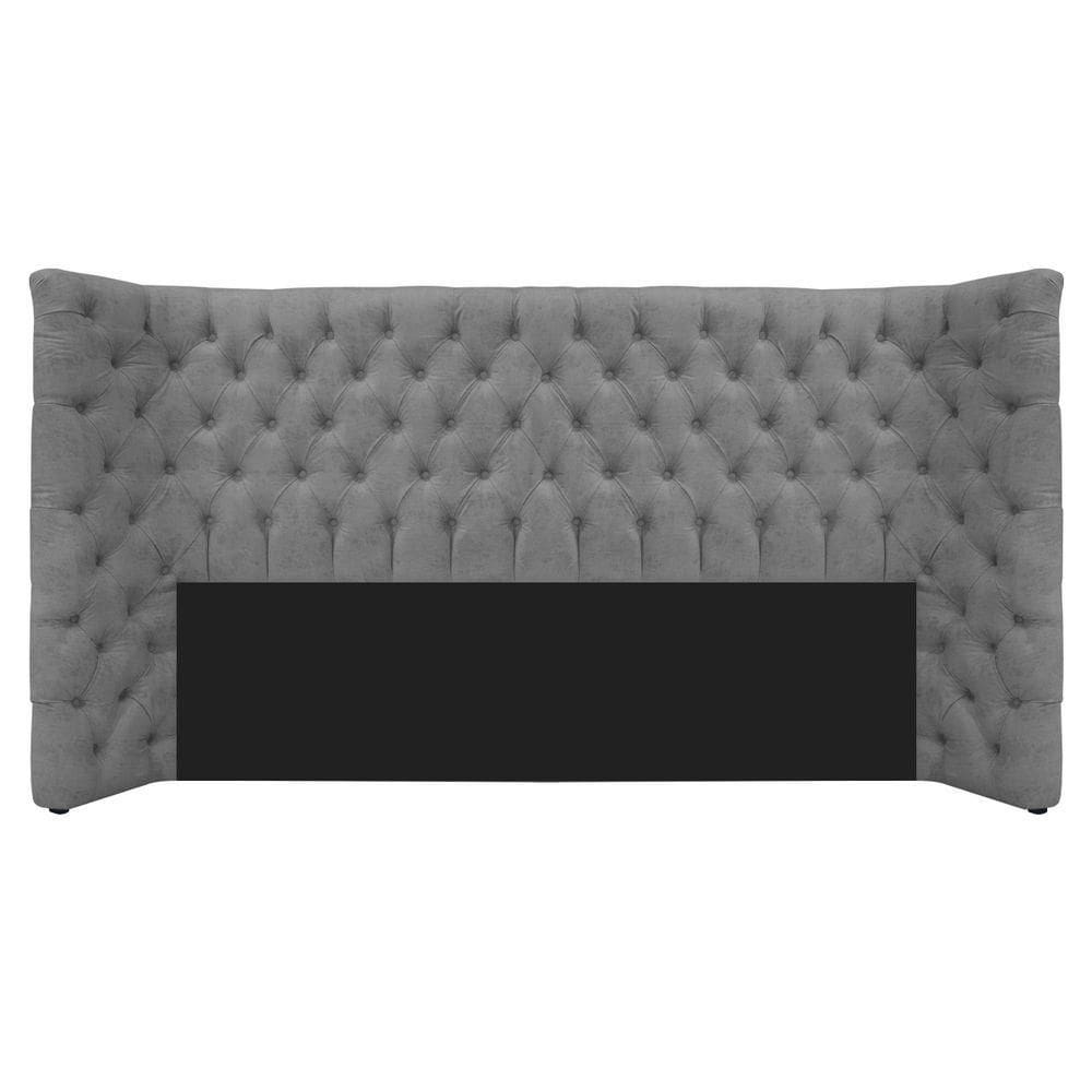 Cabeceira King Everest P02 195cm Para Cama Box Suede - Doce Sonho Móveis Cinza