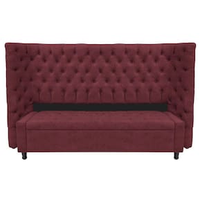 Kit Cabeceira e Calçadeira Baú King Everest P02 195cm Para Cama Box Suede Bordô