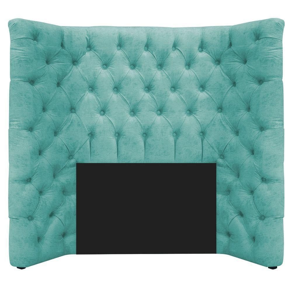 Cabeceira Solteiro Everest P02 90cm Para Cama Box Suede Azul Tiffany