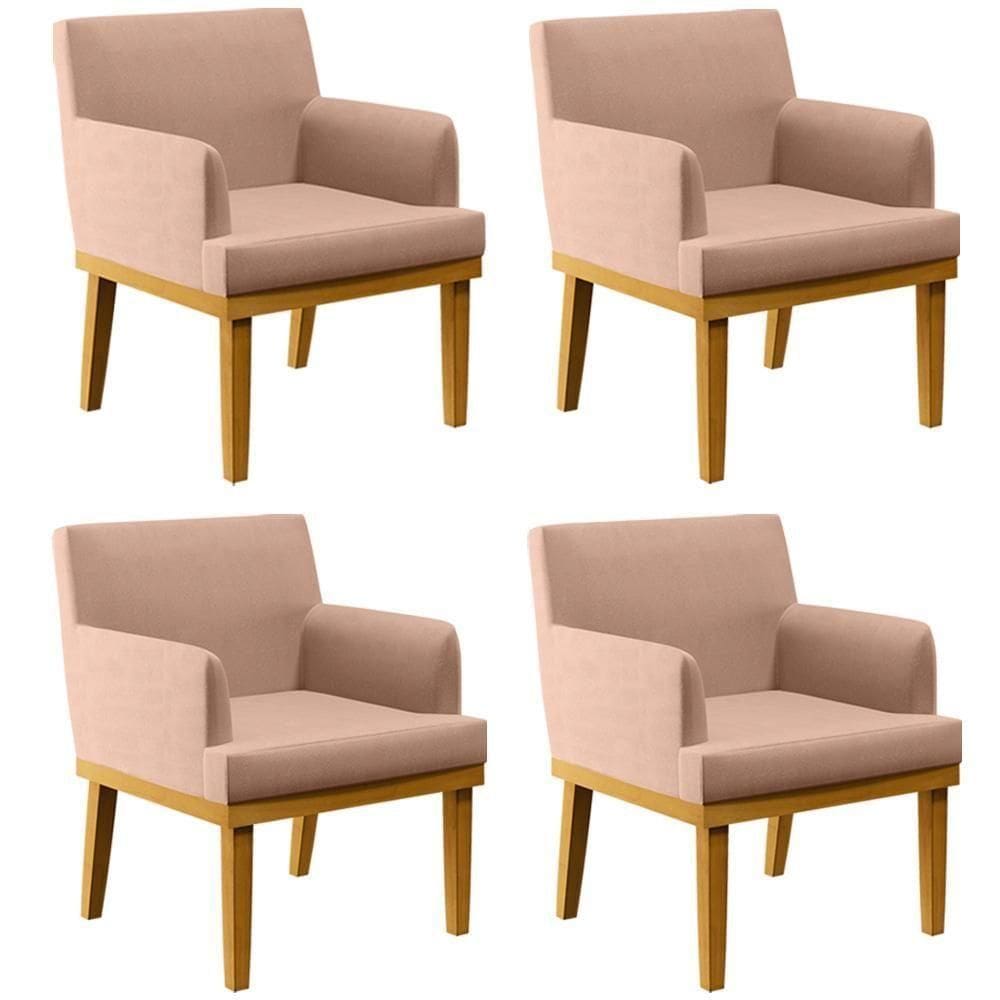 Kit 04 Poltronas Beatriz W01 Linho Rosê