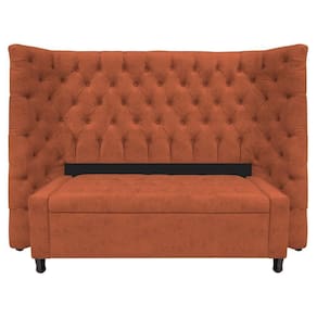 Kit Cabeceira E Calçadeira Baú Casal Everest P02 140cm Suede - Doce Sonho Móveis Terracota