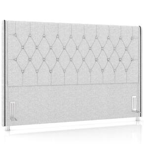 Cabeceira Cama Box King 195cm Estofada Frizza P05 Linho Cinza Claro
