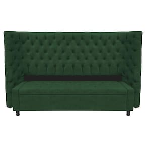 Kit Cabeceira E Calçadeira Baú King Everest P02 195cm Para Cama Box Suede - Doce Sonho Móveis Verde