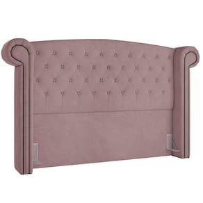 Cabeceira Cama Box Casal Com Tachas 140 Cm Sofia P05 Veludo Rosê