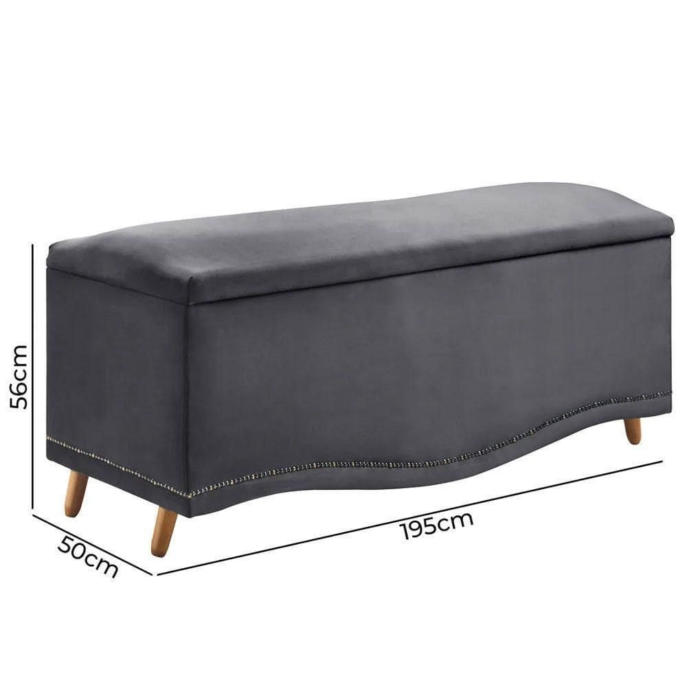 Conjunto Cabeceira E Calçadeira Holanda 1,95 Cm Veludo 2.0 Speciale Home Cinza Chumbo