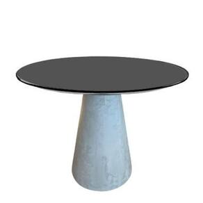 Mesa De Jantar Cone Cimento Queimado 130 Cm Tampo Laqueado Preto