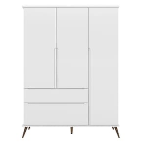 Guarda Roupa Infantil 100% Mdf 3 Portas Pés Retrô Melinda Branco