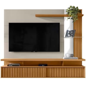 Painel Para Tv 60 Pol Com Bancada Suspensa 182cm Mogi L05 Nature Off White