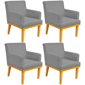 Kit 04 Poltronas Base Mel Beatriz W01 Corano Cinza
