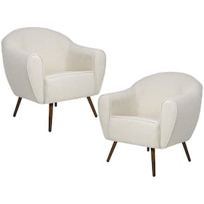 Kit 02 Poltronas Fixa Com Pés Palito Nina D02 Bege B-298