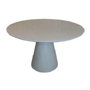 Mesa De Jantar Cone 140cm Cimento Queimado + Vidro Cinza Claro