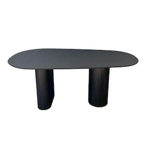 Mesa De Jantar Orgânica 198x122cm Com Duas Bases Cor ébano