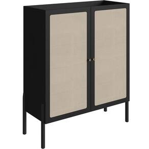 Armário Bar Para Sala 2 Portas 93cm Pés Madeira Moss A03 Nero Preto