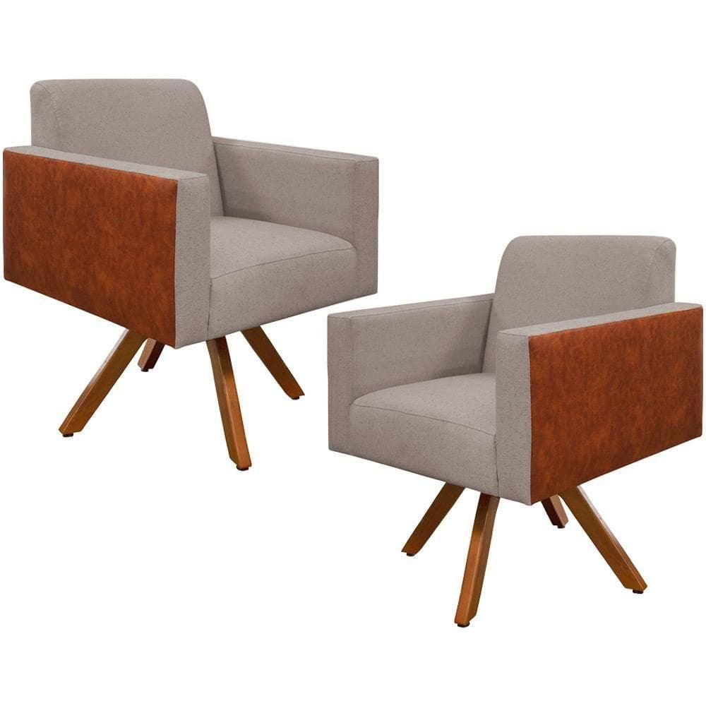 Kit 02 Poltronas Helô L02 Bege Camel
