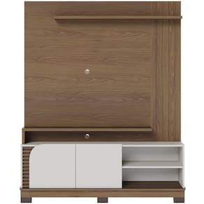 Estante Painel Para Tv 65 Pol 152cm Mayer C04 Amêndoa Off White Matte