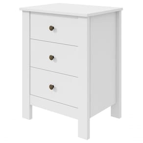 Mesa De Cabeceira 3 Gavetas Maggiore New - Lopas Branco