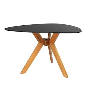 Mesa De Jantar Orgânica Nina 120cm Em Mdf E Madeira Maciça - Preto
