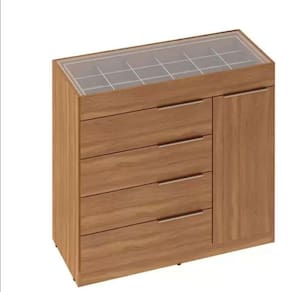 Cômoda Lume 1 Porta E 5 Gavetas Com Porta Jóia D5130 Amêndola Touch